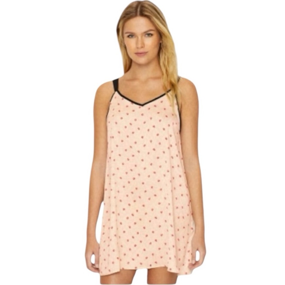 DKNY Pale Pink Blush Lipstick Print Slip Dress Nightie size XL
